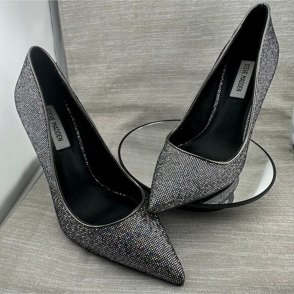 Steve Madden Shoes - Steve Madden Women Black Pewter Rhinestone Daisie Most Pumps 8.5